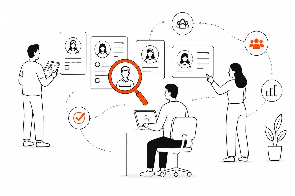 Illustration of reviewing and identifying technical talent for a role