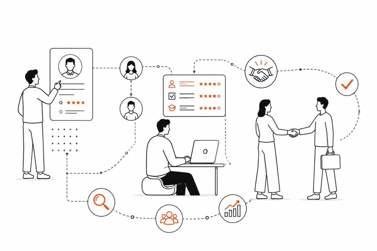 Illustration of shortlisting, assessing and aligning candidates with a role